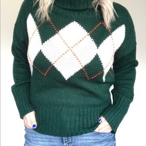 Green Tommy Hilfiger Turtleneck Sweater